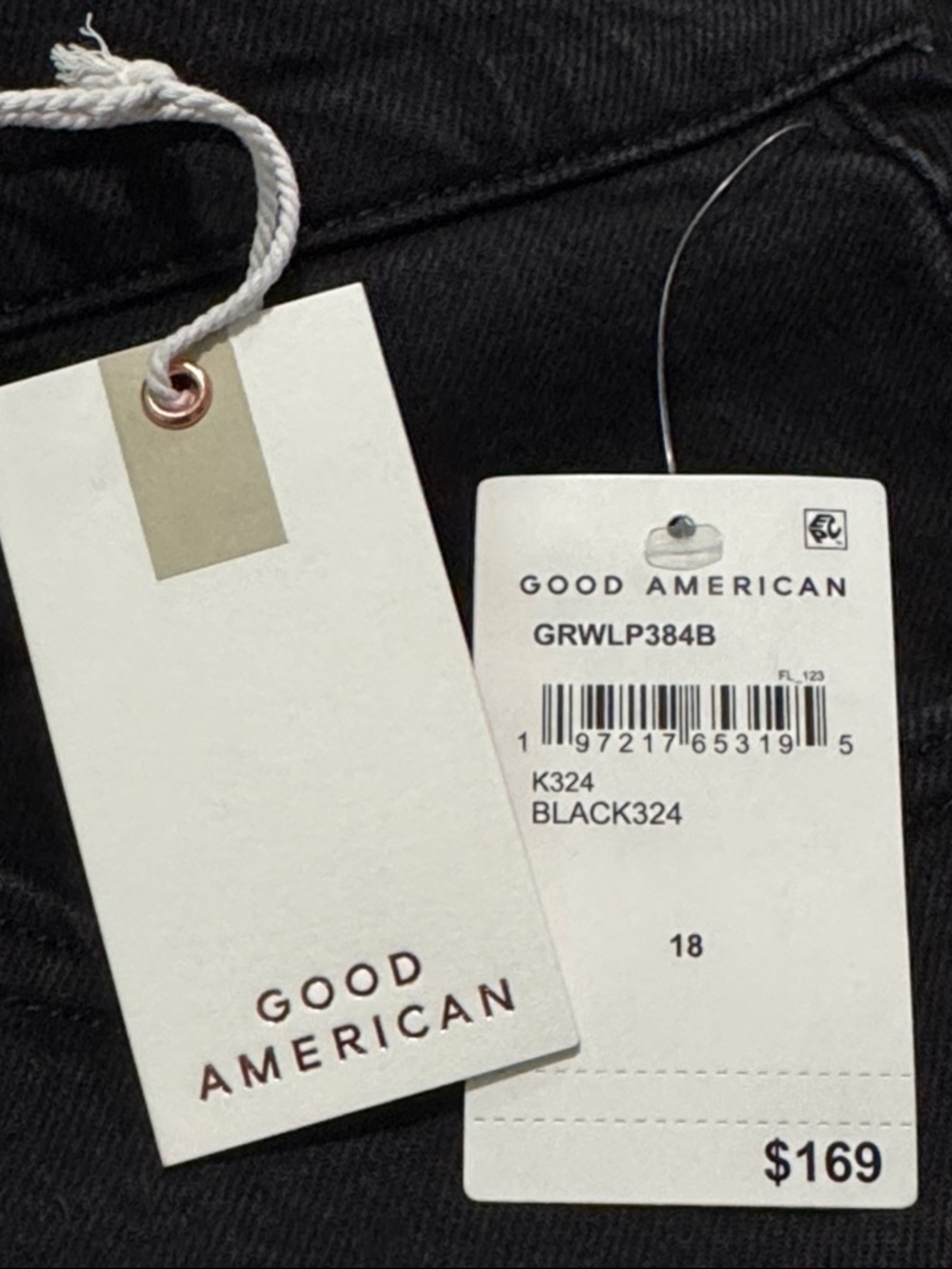 GOOD AMERICAN Ease Relaxed Wide Leg Jeans 18 Petite Black $169 Retail NWT - Picture 5 of 11